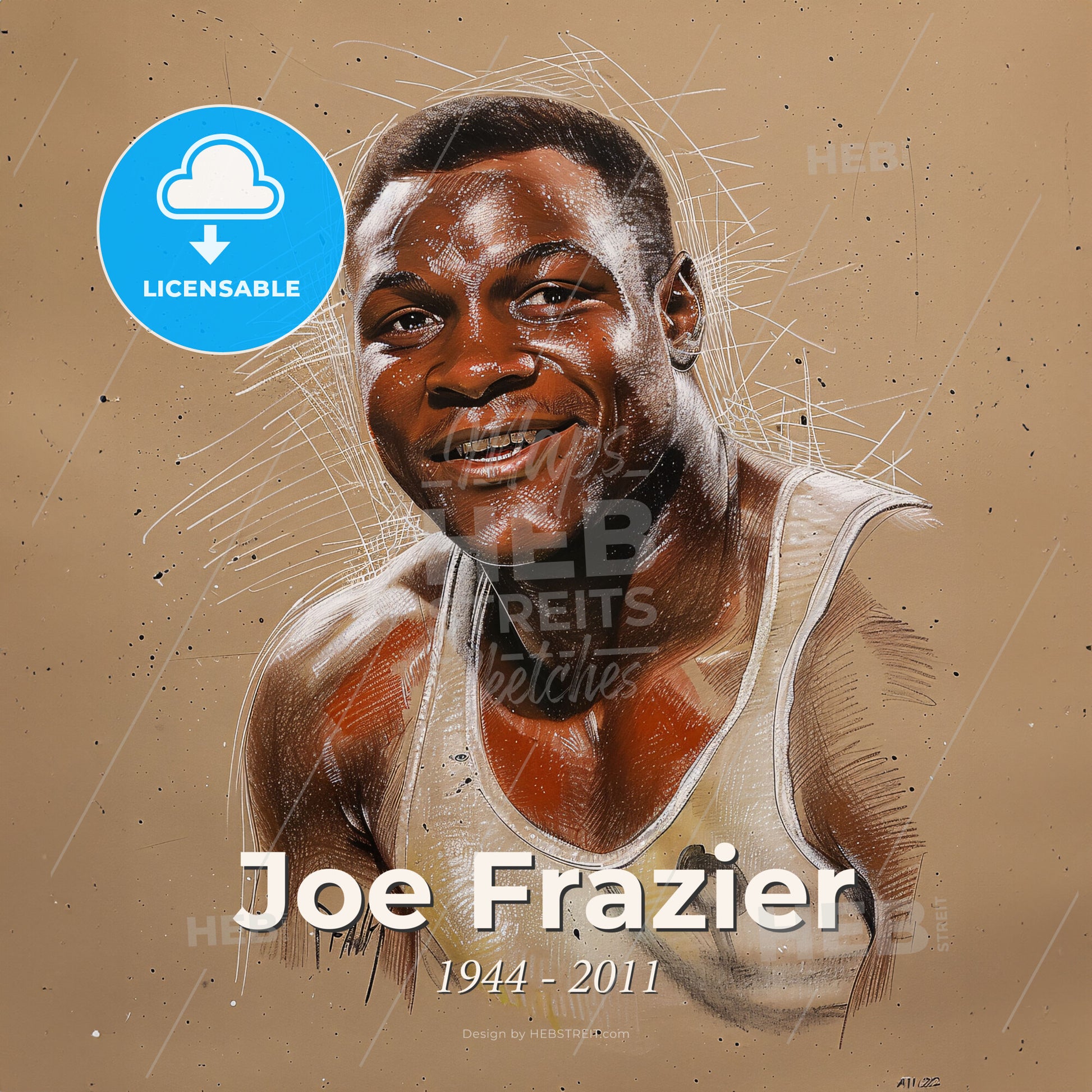 Joe Frazier, 1944 - 2011, American heavyweight boxer - A Man In A Tank Top Print Template