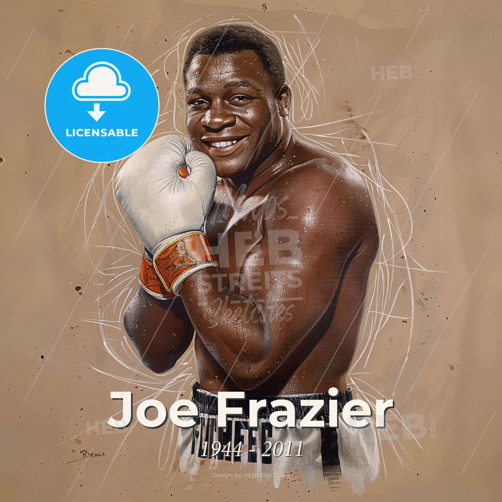 Joe Frazier, 1944 - 2011, American heavyweight boxer - A Man Wearing Boxing Gloves Print Template