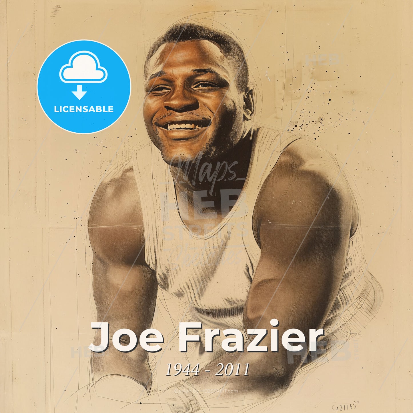 Joe Frazier, 1944 - 2011, American heavyweight boxer - A Man Smiling For The Camera Print Template