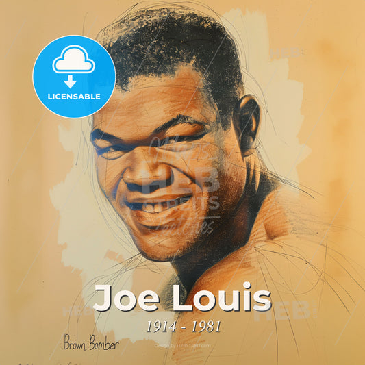 Joe Louis, 1914 - 1981, American boxer - A Drawing Of A Man Smiling Print Template