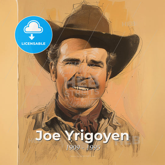 Joe Yrigoyen, 1909 - 1995, American stuntman and actor - A Drawing Of A Man Wearing A Cowboy Hat Print Template