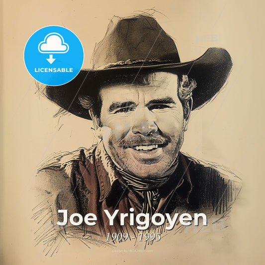 Joe Yrigoyen, 1909 - 1995, American stuntman and actor - A Man Wearing A Cowboy Hat Print Template