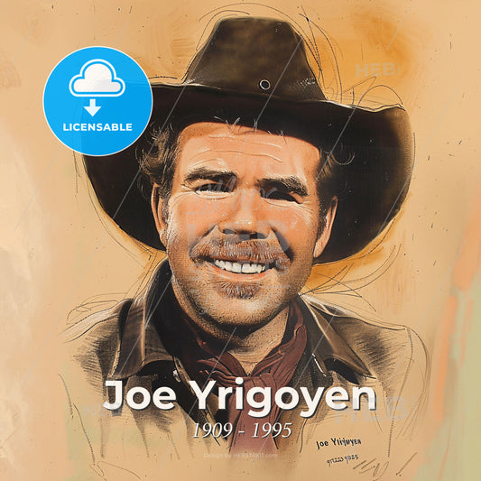 Joe Yrigoyen, 1909 - 1995, American stuntman and actor - A Man Wearing A Cowboy Hat Print Template
