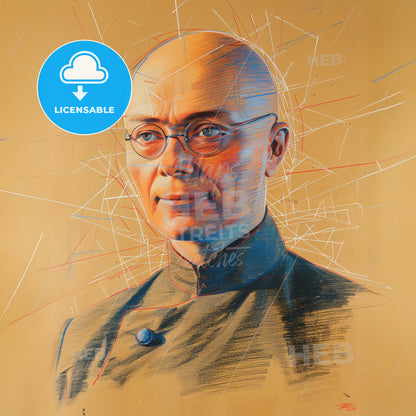 Johannes Itten, 1888 - 1967, Swiss-German painter and theorist - A Man Wearing Glasses And A Green Shirt