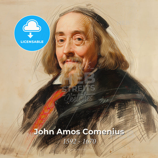 John Amos Comenius, 1592 - 1670, Czech educator - A Painting Of A Man Print Template
