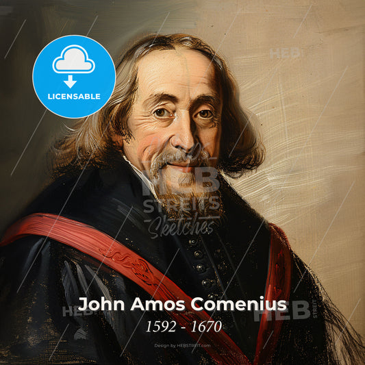 John Amos Comenius, 1592 - 1670, Czech educator - A Painting Of A Man Print Template