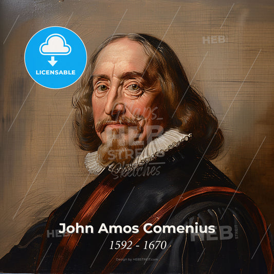 John Amos Comenius, 1592 - 1670, Czech educator - A Painting Of A Man Print Template
