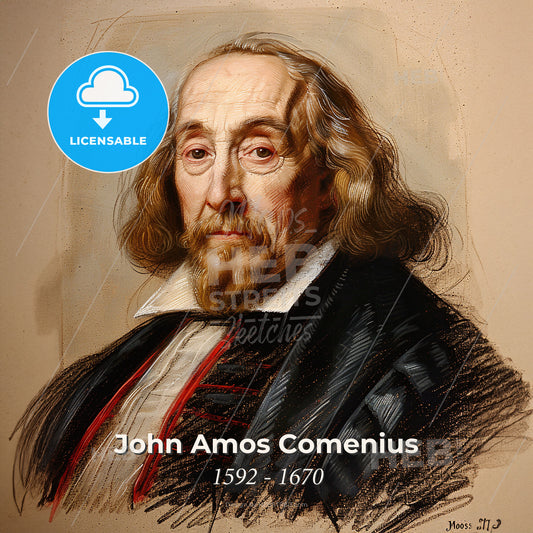 John Amos Comenius, 1592 - 1670, Czech educator - A Painting Of A Man Print Template