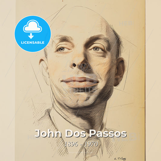 John Dos Passos, 1896 - 1970, American writer - A Drawing Of A Man Print Template