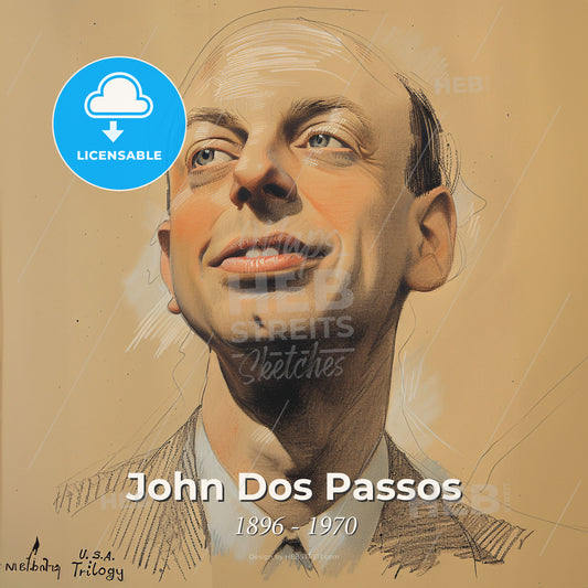 John Dos Passos, 1896 - 1970, American writer - A Drawing Of A Man Print Template