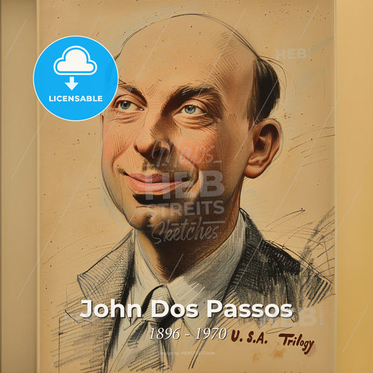 John Dos Passos, 1896 - 1970, American writer - A Drawing Of A Man Print Template