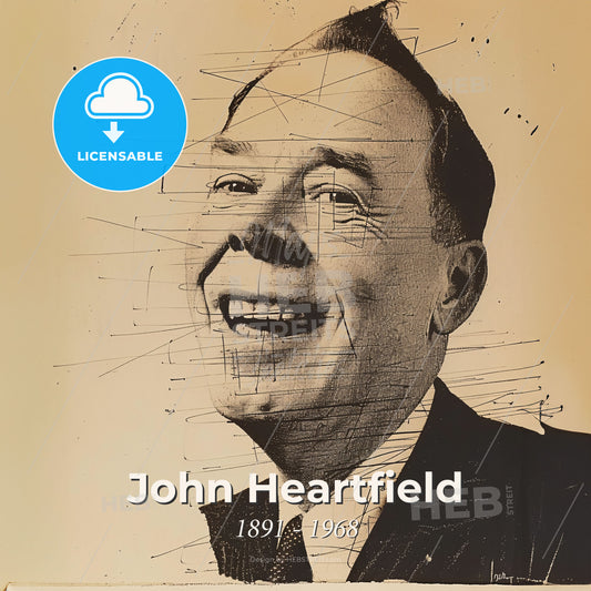 John Heartfield, 1891 - 1968, German photomontage artist - A Man Smiling With Lines On His Face Print Template