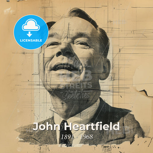 John Heartfield, 1891 - 1968, German photomontage artist - A Man Smiling With A Broken Face Print Template