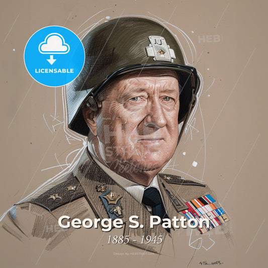 George S. Patton, 1885 - 1945, American General - A Man In Military Uniform Print Template