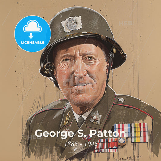 George S. Patton, 1885 - 1945, American General - A Man In Military Uniform Print Template