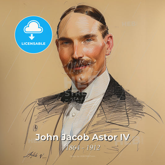 John Jacob Astor IV, 1864 - 1912, American businessman - A Man In A Suit Print Template