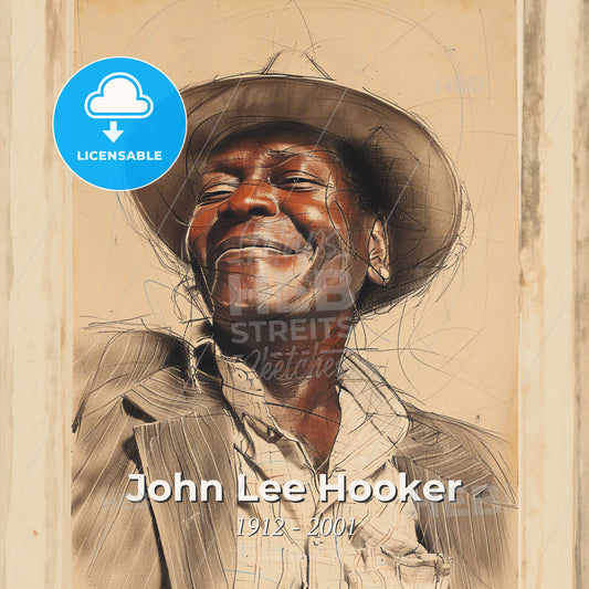 John Lee Hooker, 1912 - 2001, American blues singer and guitarist - A Man Wearing A Hat Print Template