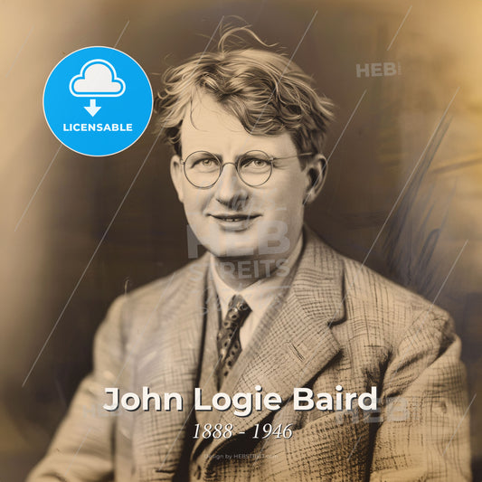 John Logie Baird, 1888 - 1946, Scottish inventor - A Man Wearing Glasses And A Suit Print Template