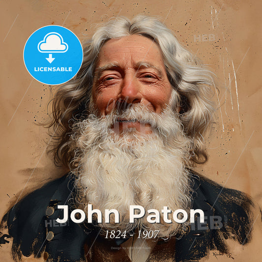 John Paton, 1824 - 1907, Scottish missionary - A Man With Long White Hair And A Beard Print Template