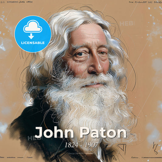 John Paton, 1824 - 1907, Scottish missionary - A Portrait Of A Man With A White Beard Print Template