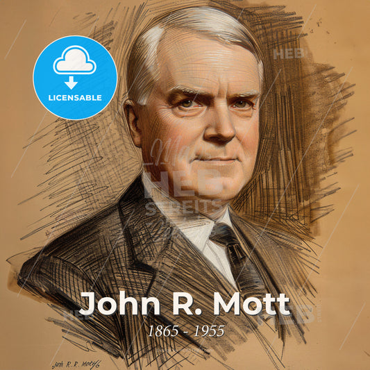 John R. Mott, 1865 - 1955, American evangelist and missionary - A Drawing Of A Man Print Template