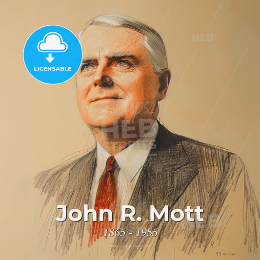 John R. Mott, 1865 - 1955, American evangelist and missionary - A Drawing Of A Man Print Template