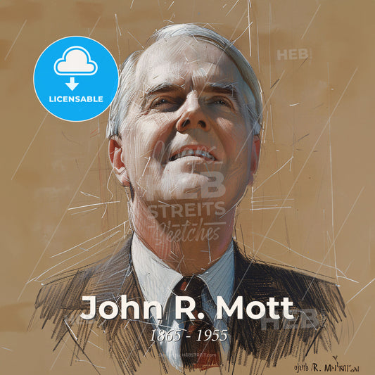 John R. Mott, 1865 - 1955, American evangelist and missionary - A Man In A Suit And Tie Print Template