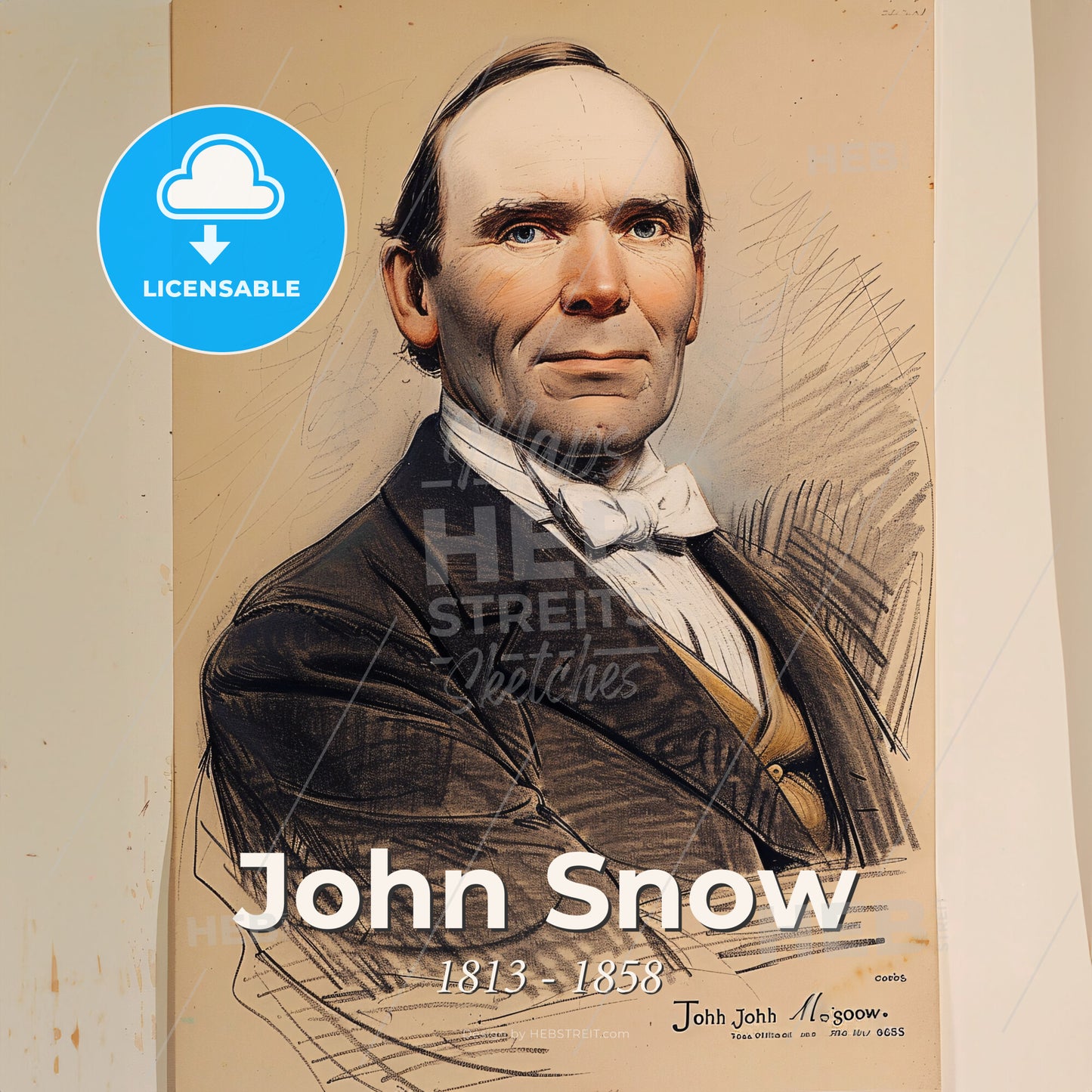 John Snow, 1813 - 1858, British physician - A Drawing Of A Man Print Template