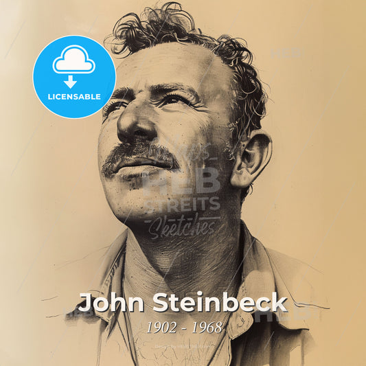 John Steinbeck, 1902 - 1968, American writer - A Man With A Mustache Print Template