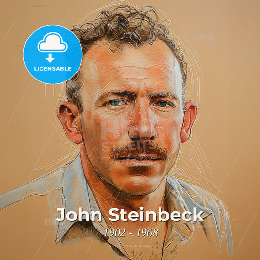 John Steinbeck, 1902 - 1968, American writer - A Man With A Mustache Print Template