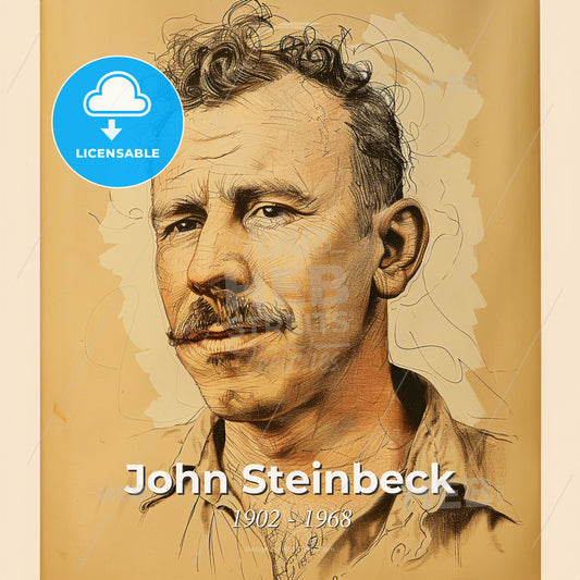 John Steinbeck, 1902 - 1968, American writer - A Portrait Of A Man Print Template