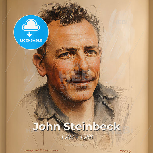John Steinbeck, 1902 - 1968, American writer - A Portrait Of A Man Print Template