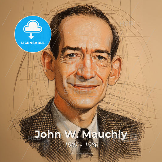 John W. Mauchly, 1907 - 1980, American physicist - A Drawing Of A Man Print Template