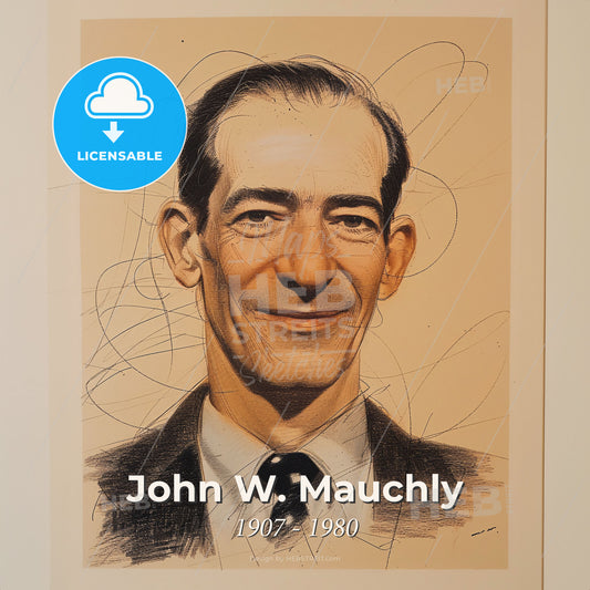 John W. Mauchly, 1907 - 1980, American physicist - A Portrait Of A Man Print Template