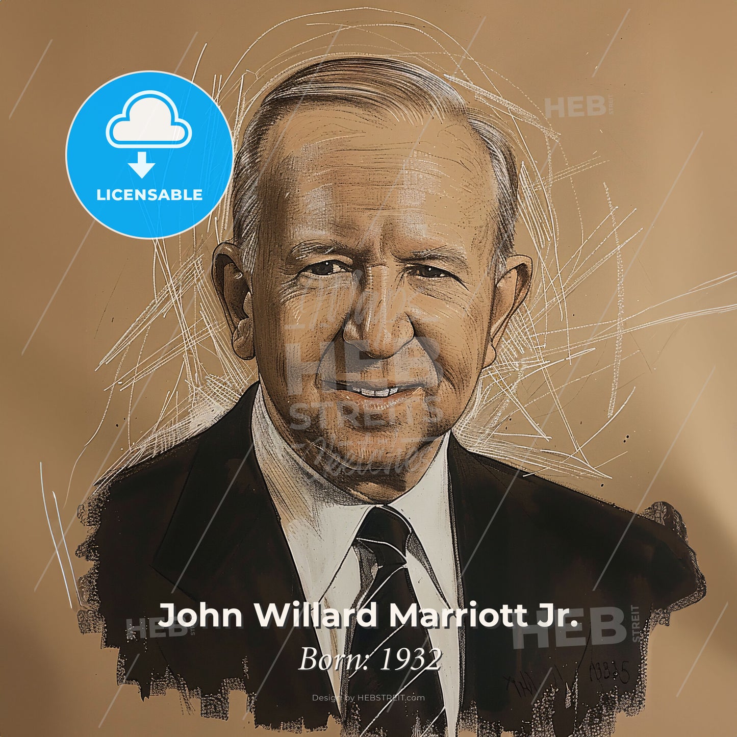 John Willard Marriott Jr., Born: 1932, American hotelier - A Man In A Suit And Tie Print Template