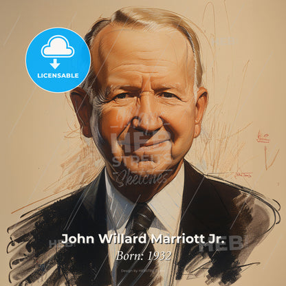 John Willard Marriott Jr., Born: 1932, American hotelier - A Man In A Suit And Tie Print Template