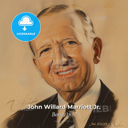 John Willard Marriott Jr., Born: 1932, American hotelier - A Portrait Of A Man Print Template