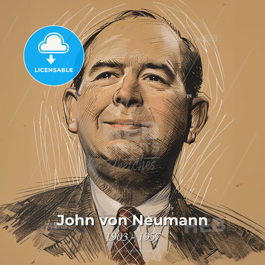 John von Neumann, 1903 - 1957, Hungarian-American mathematician - A Drawing Of A Man Print Template