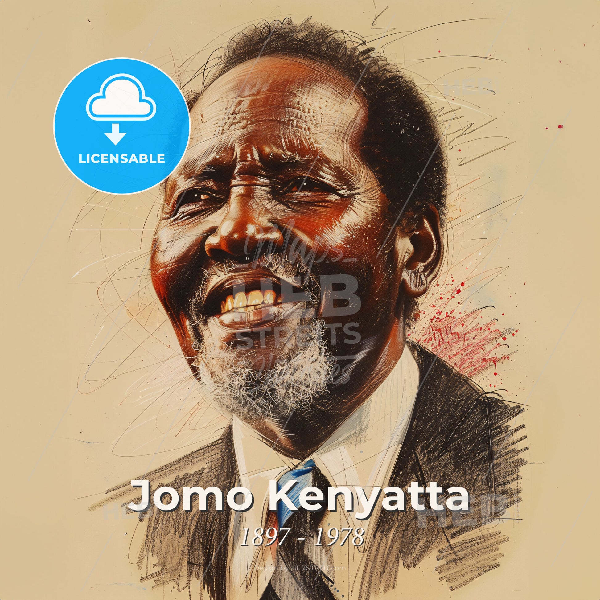 Jomo Kenyatta, 1897 - 1978, Kenyan independence leader - A Man In A Suit And Tie Print Template