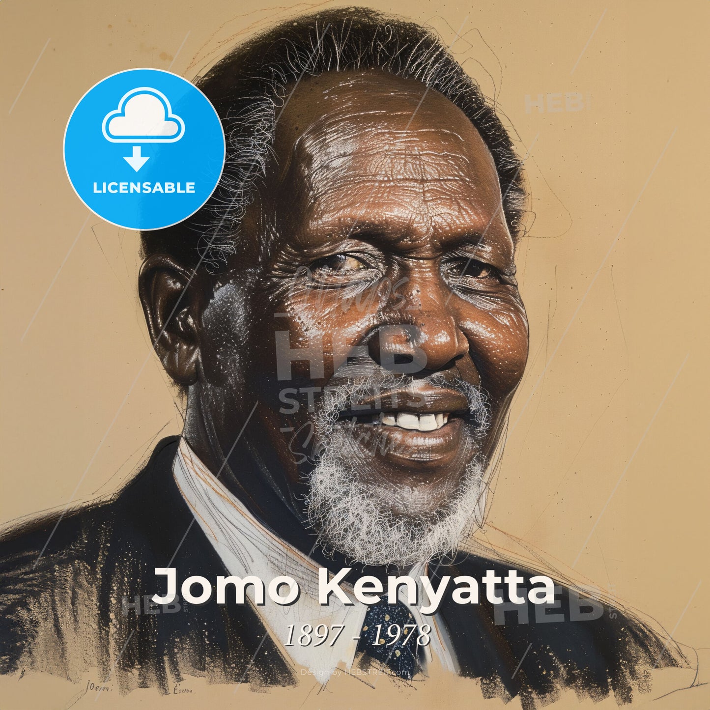 Jomo Kenyatta, 1897 - 1978, Kenyan independence leader - A Man In A Suit And Tie Print Template