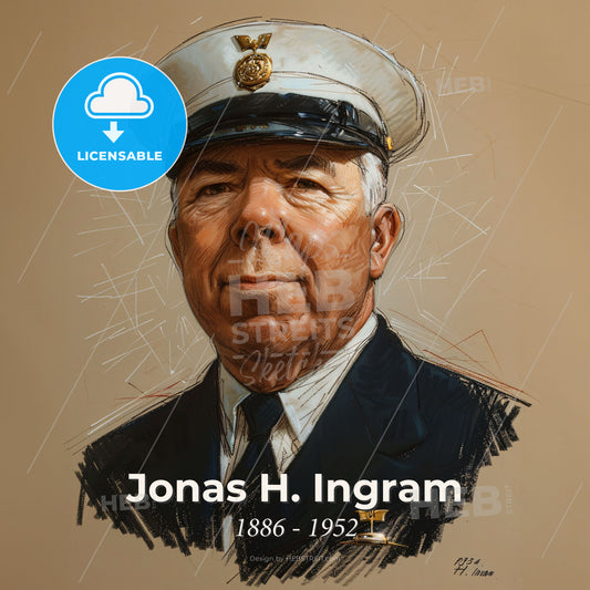 Jonas H. Ingram, 1886 - 1952, American Admiral - A Man In A Uniform Print Template