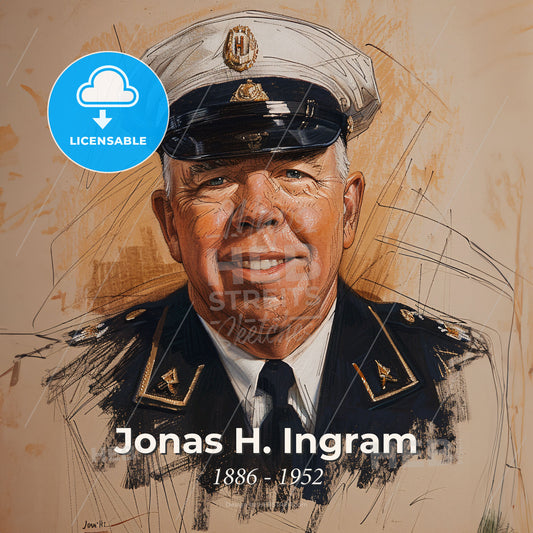 Jonas H. Ingram, 1886 - 1952, American Admiral - A Man In Uniform With Hat Print Template