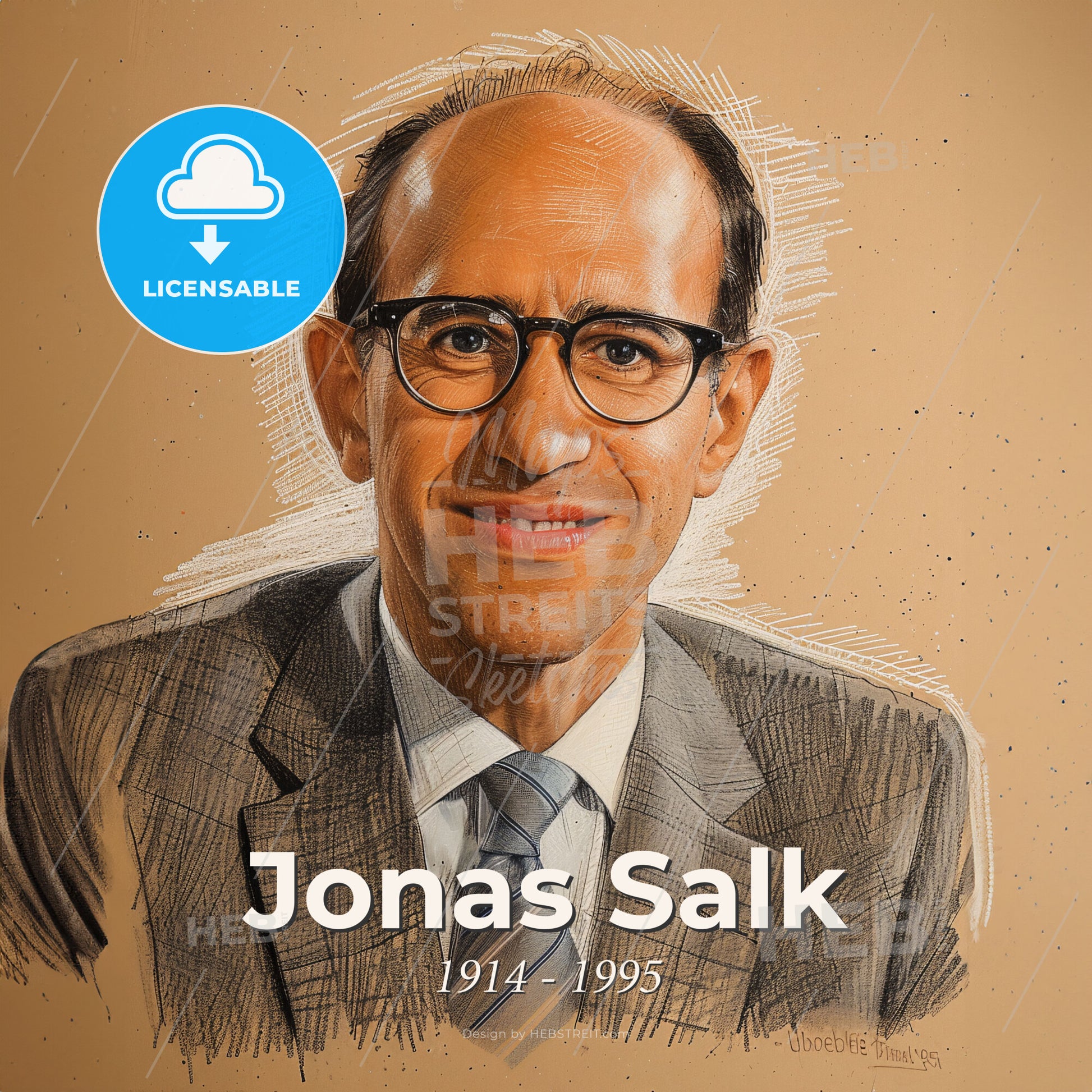 Jonas Salk, 1914 - 1995, American virologist - A Man Wearing Glasses And A Suit Print Template