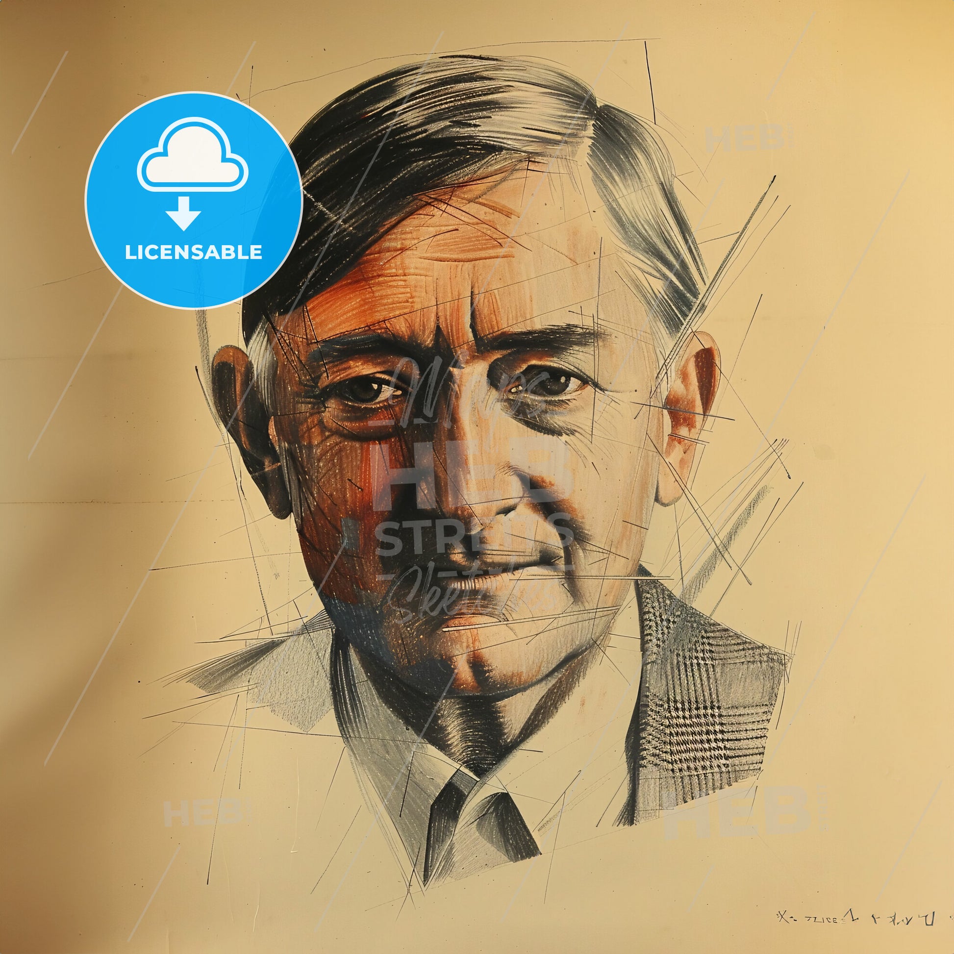 Josef Albers, 1888 - 1976, German-American painter - A Drawing Of A Man