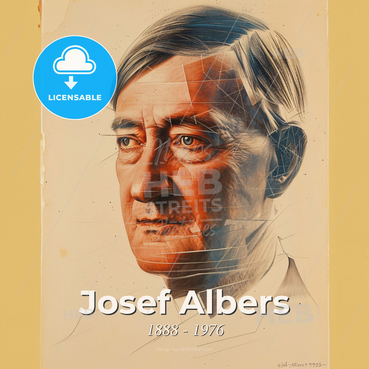 Josef Albers, 1888 - 1976, German-American painter - A Portrait Of A Man Print Template