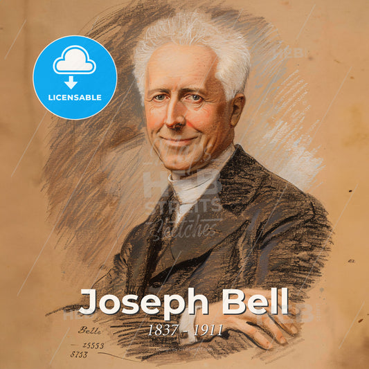 Joseph Bell, 1837 - 1911, Scottish surgeon - A Man With White Hair Wearing A Suit And Crossing His Arms Print Template