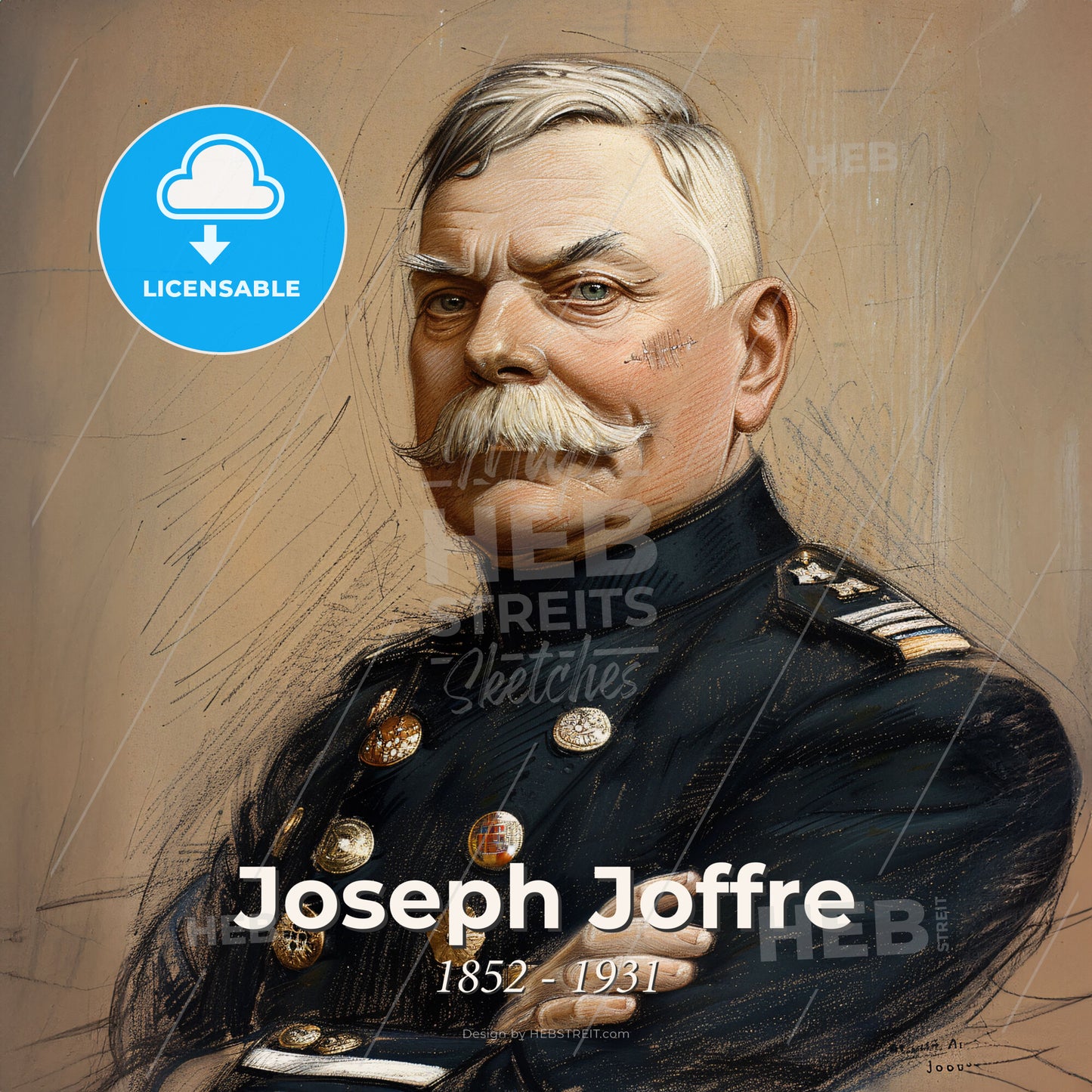 Joseph Joffre, 1852 - 1931, French General - A Man In A Uniform With His Arms Crossed Print Template