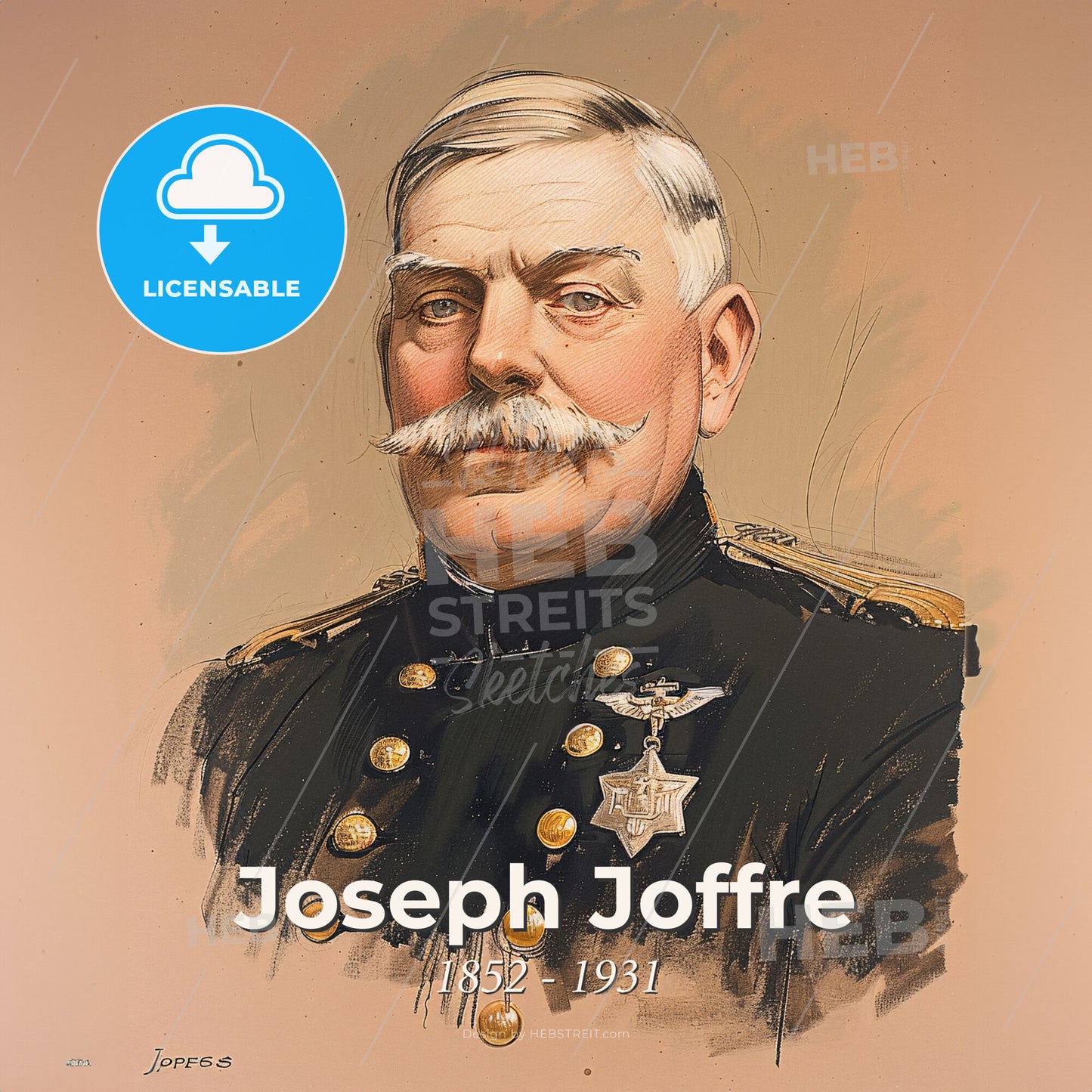 Joseph Joffre, 1852 - 1931, French General - A Man With A Mustache Wearing A Military Uniform Print Template