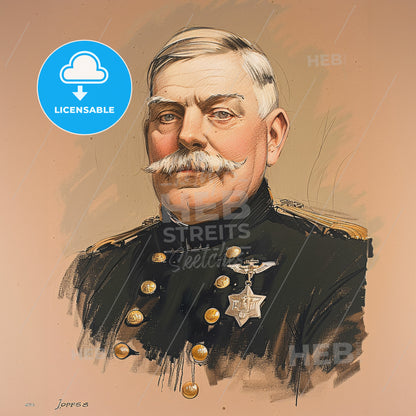 Joseph Joffre, 1852 - 1931, French General - A Man With A Mustache Wearing A Military Uniform