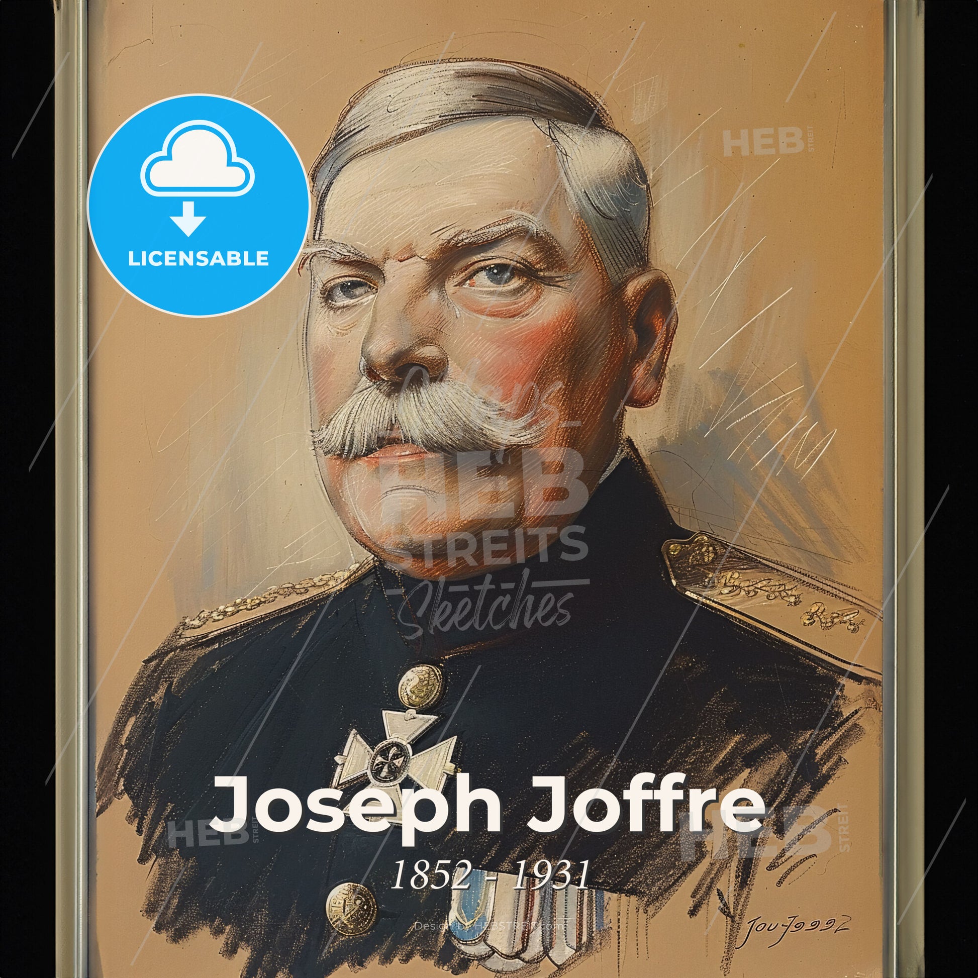 Joseph Joffre, 1852 - 1931, French General - A Portrait Of A Man In A Military Uniform Print Template